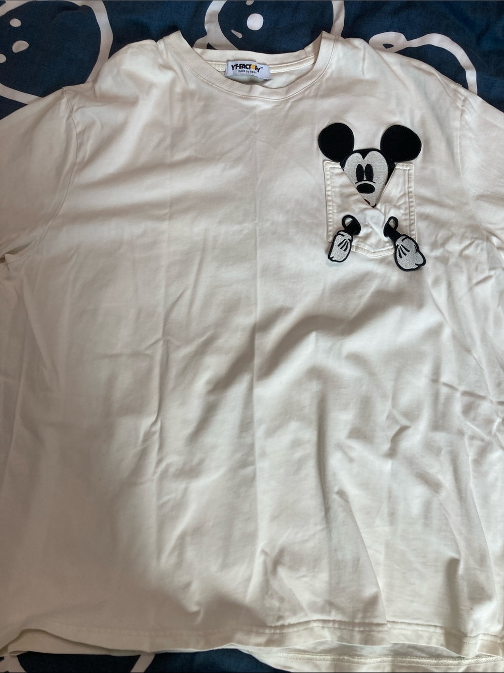 J. Crew Factory White Short-Sleeve Tee with Black Mickey Patch